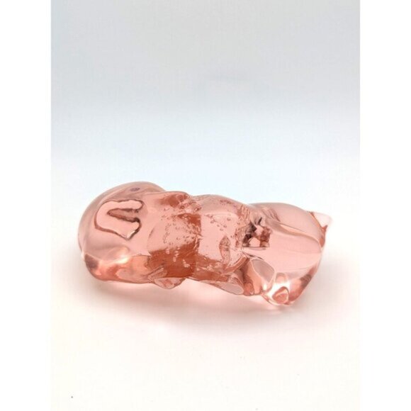 Fenton Glass Sleeping CatClear Pink Rose Peach Glossy - Picture 4 of 4